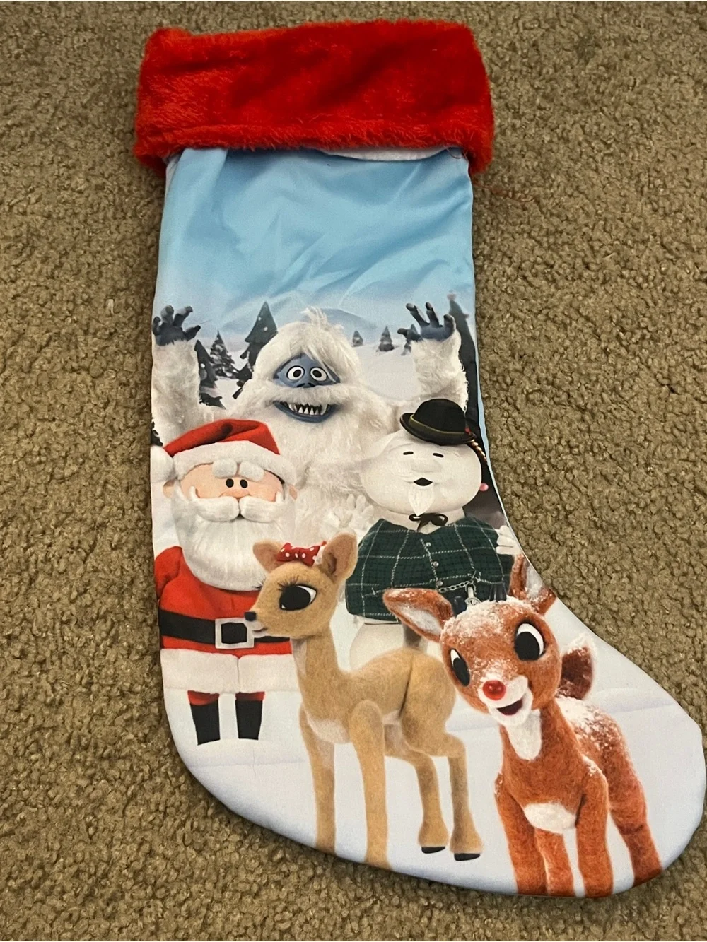 Rudolph the Red Nosed Reindeer Christmas Stocking - Red Trim
